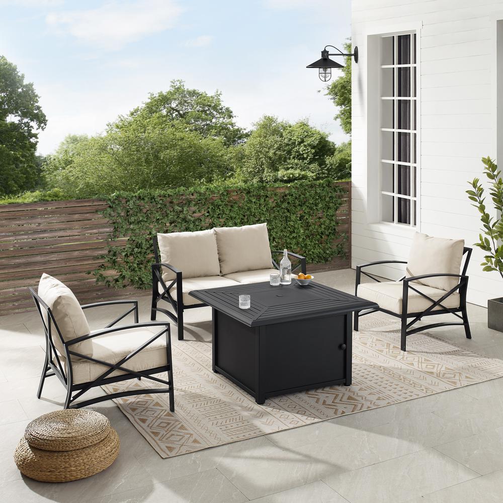 Kaplan 4Pc Outdoor Loveseat Set W/Fire Table