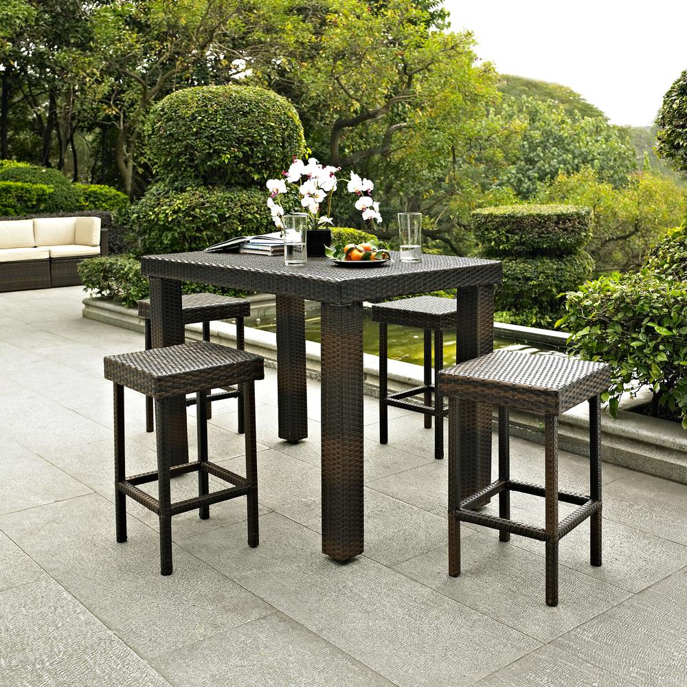 Palm Harbor 5Pc Counter Height Wicker Outdoor Dining Set – Table & 4 Stools