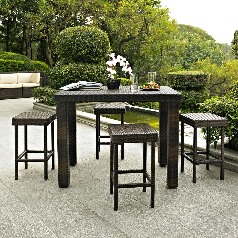 Palm Harbor 5Pc Counter Height Wicker Outdoor Dining Set – Table & 4 Stools