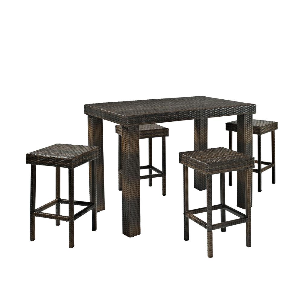 Palm Harbor 5Pc Counter Height Wicker Outdoor Dining Set – Table & 4 Stools