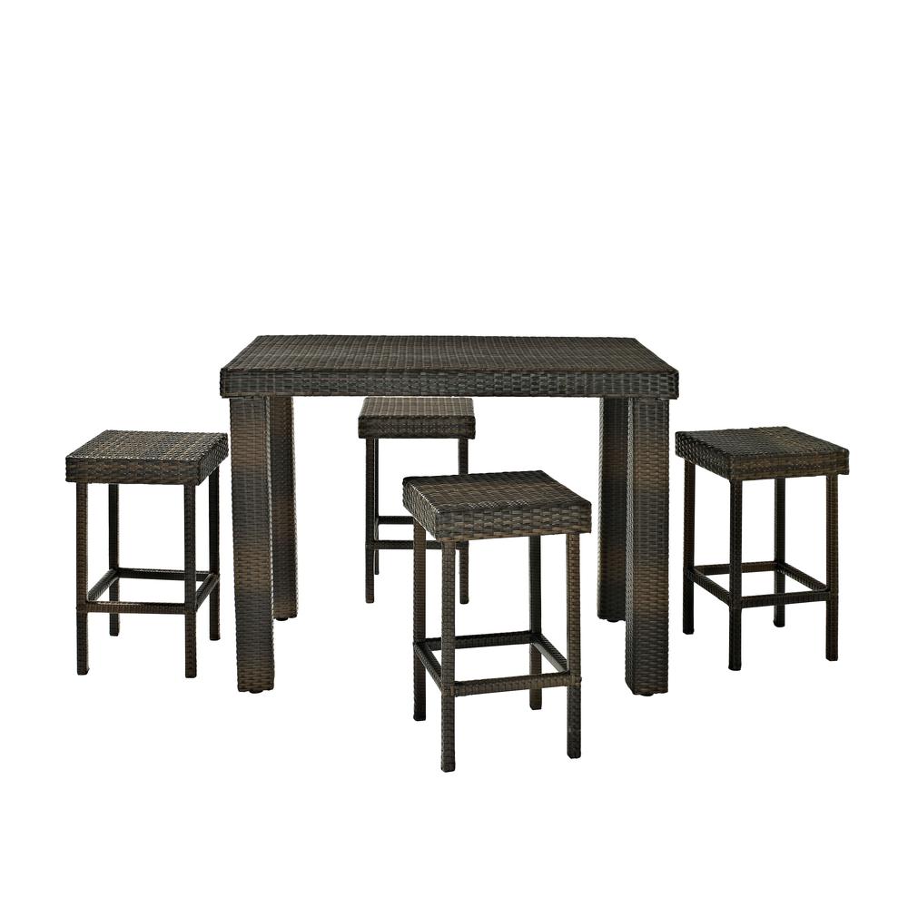 Palm Harbor 5Pc Counter Height Wicker Outdoor Dining Set – Table & 4 Stools