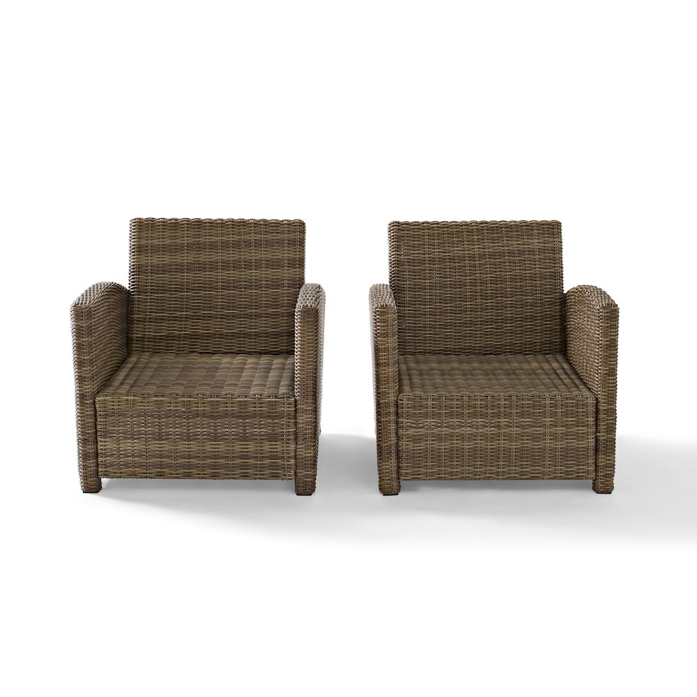 Bradenton 3Pc Wicker Outdoor Chair Set – Side Table & 2 Armchairs