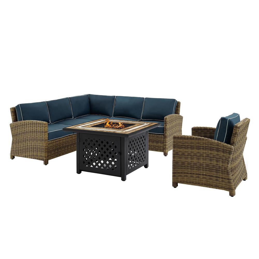 5Pc Outdoor Sectional Set W/Fire Table