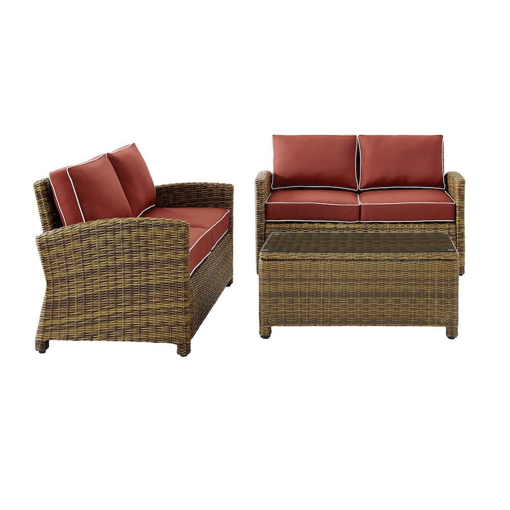 Bradenton 3Pc Outdoor Loveseat Patio Furniture Set