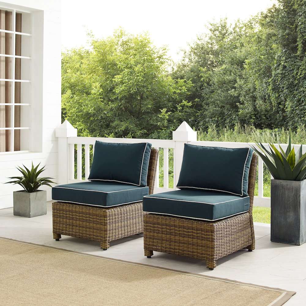 Bradenton 2Pc Armless Wicker Outdoor Chair Set – 2 Armless Chairs