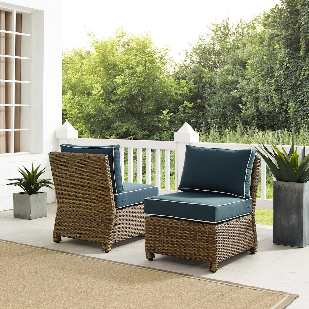 Bradenton 2Pc Armless Wicker Outdoor Chair Set – 2 Armless Chairs