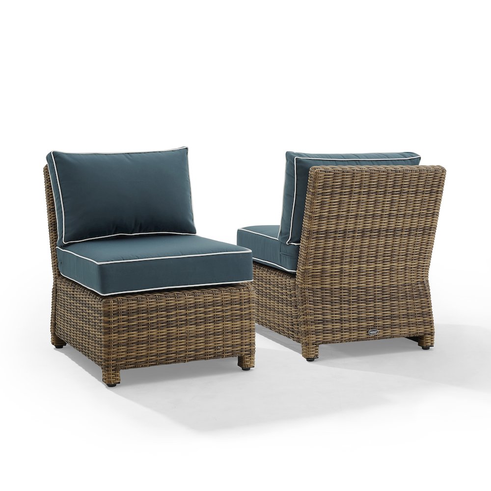 Bradenton 2Pc Armless Wicker Outdoor Chair Set – 2 Armless Chairs