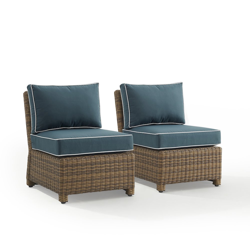 Bradenton 2Pc Armless Wicker Outdoor Chair Set – 2 Armless Chairs