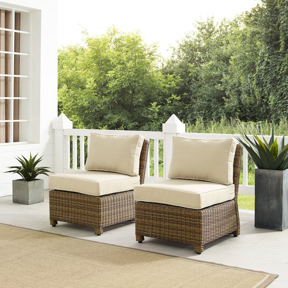 Bradenton 2Pc Armless Wicker Outdoor Chair Set – 2 Armless Chairs