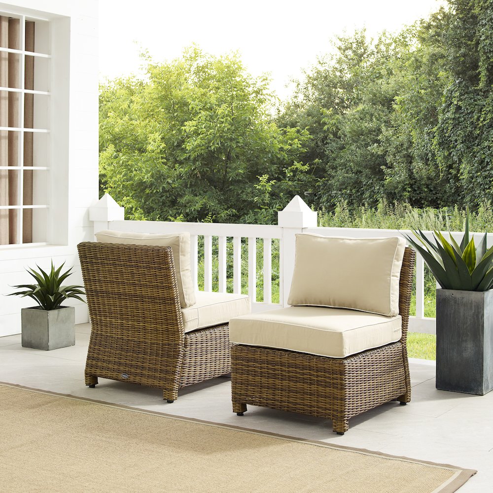 Bradenton 2Pc Armless Wicker Outdoor Chair Set – 2 Armless Chairs