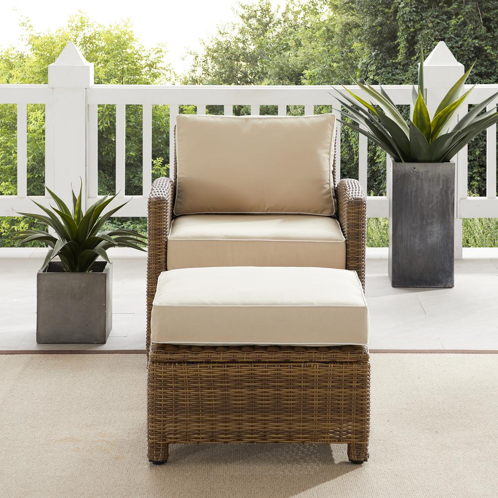 Bradenton 2Pc Wicker Outdoor Chair Set – Armchair & Ottoman