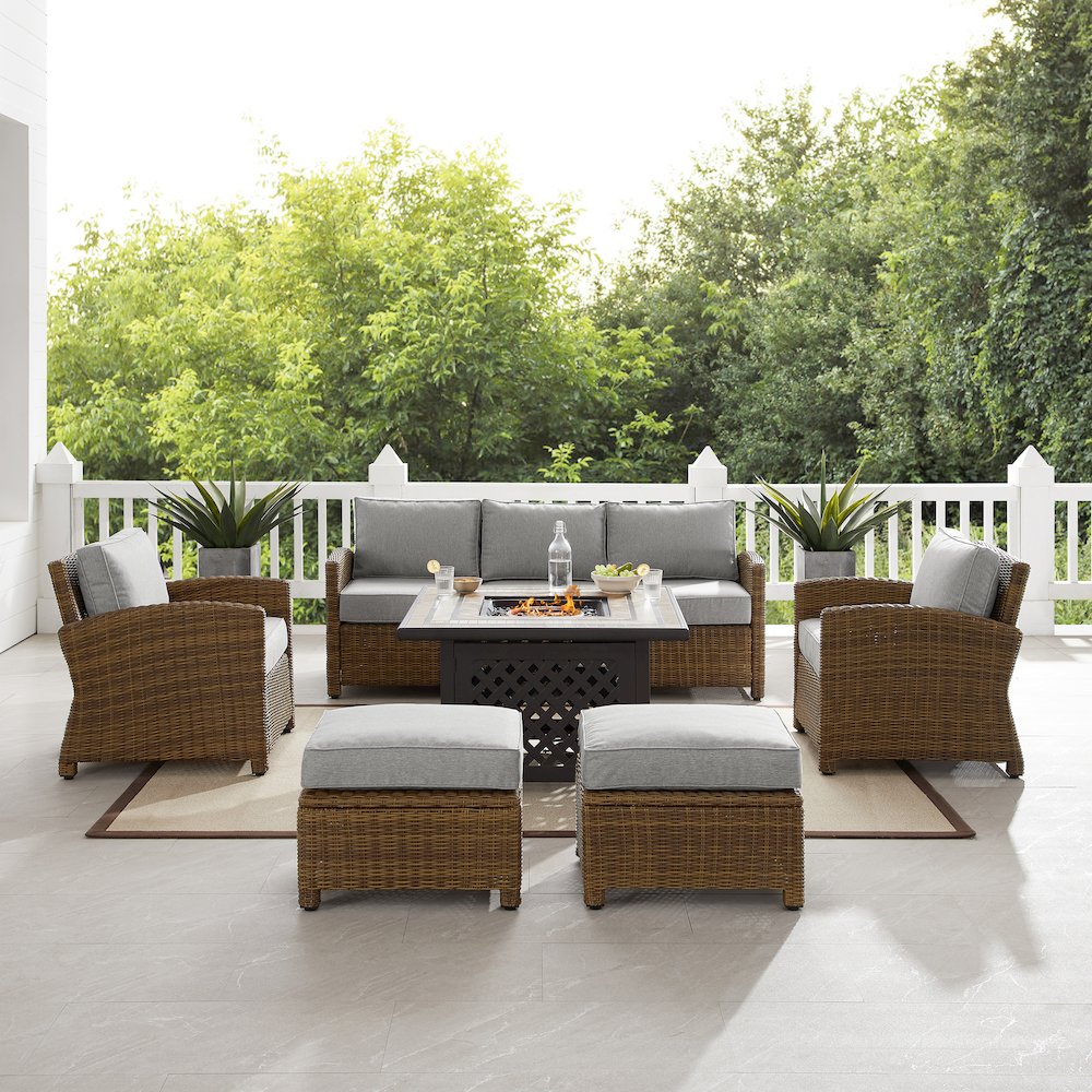 6Pc Outdoor Sofa Set W/ Fire Table
