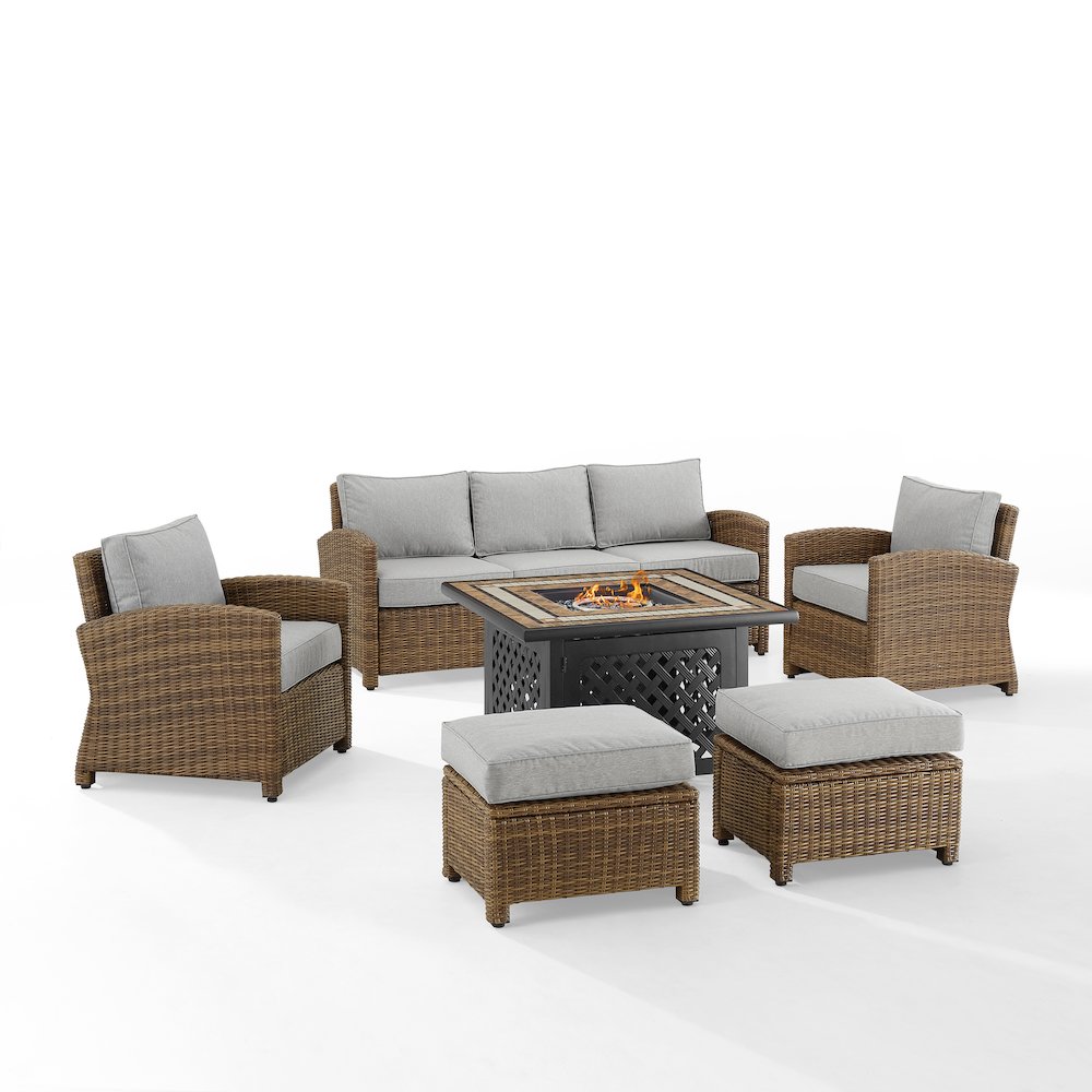 6Pc Outdoor Sofa Set W/ Fire Table