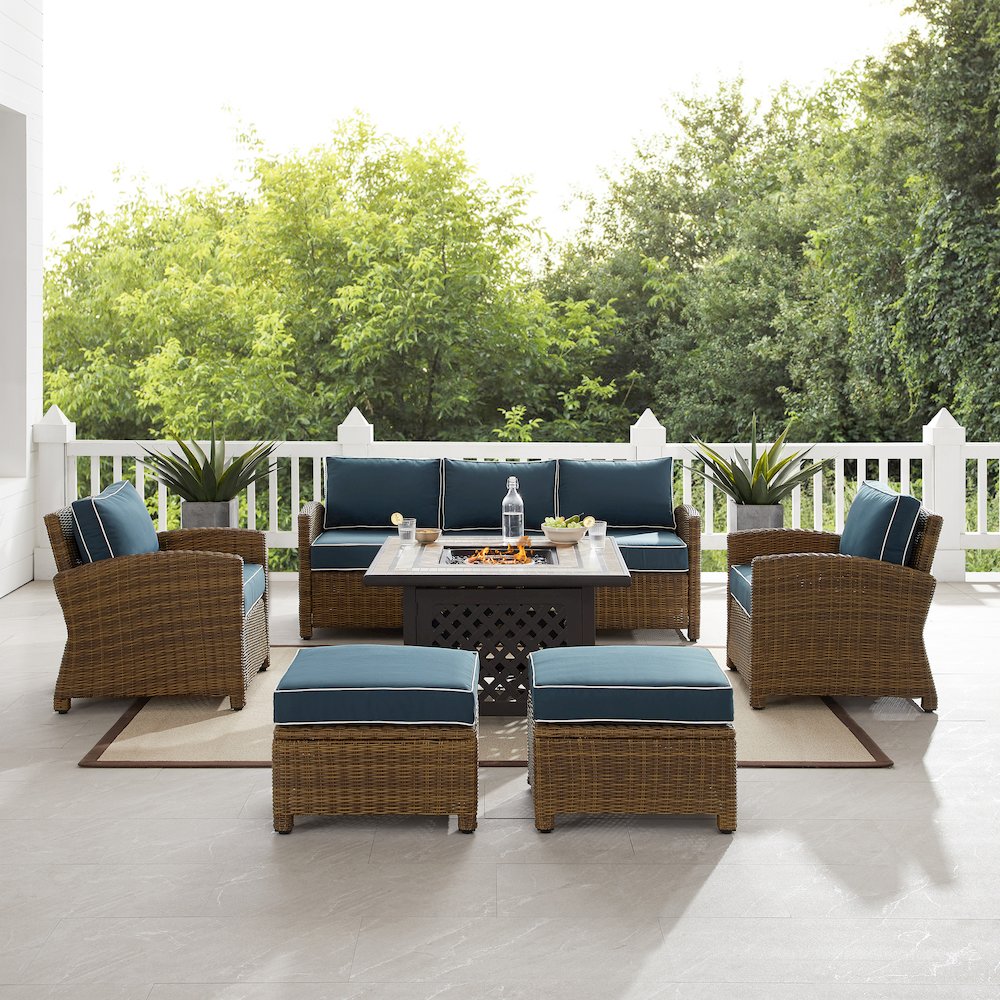 6Pc Outdoor Sofa Set W/ Fire Table