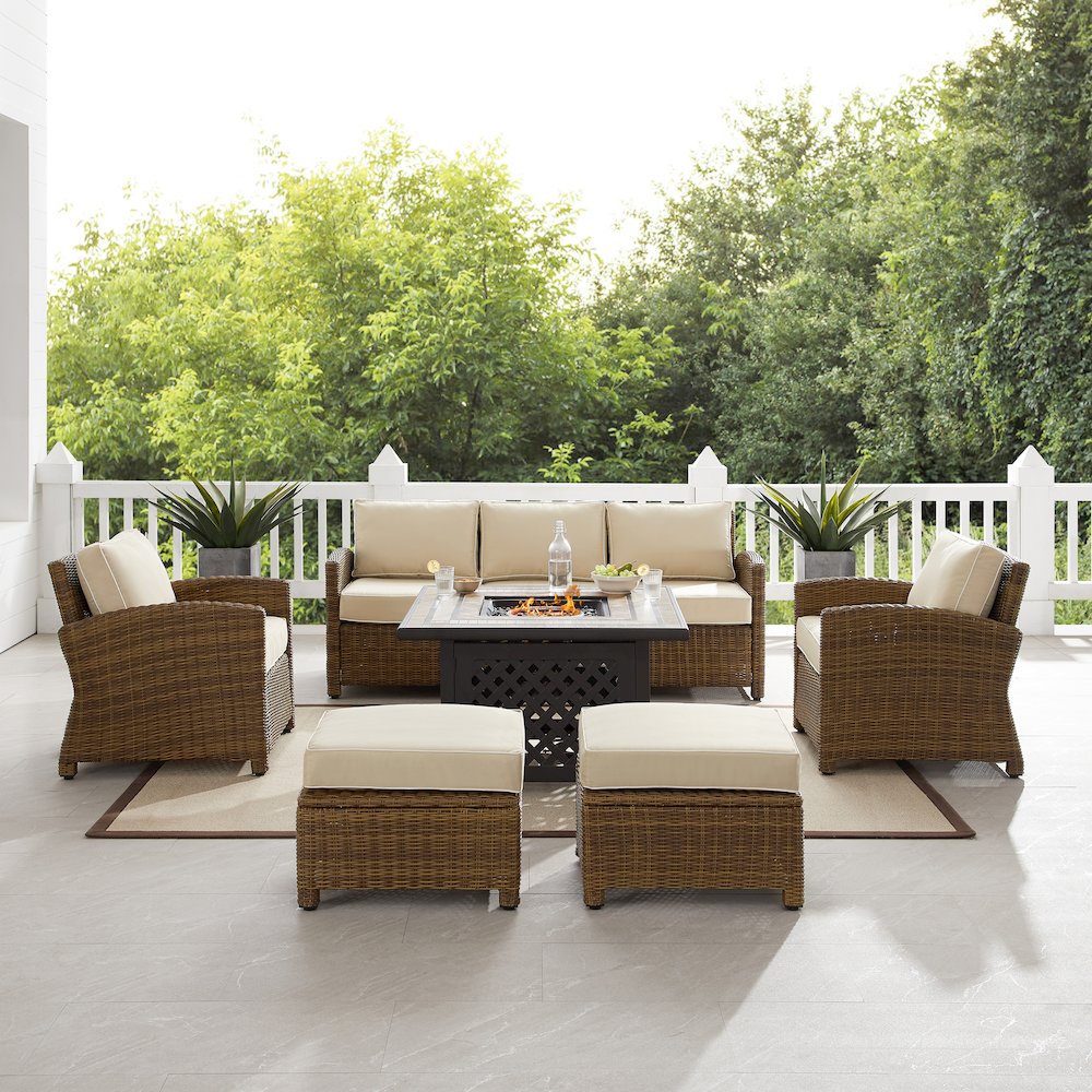 6Pc Outdoor Sofa Set W/ Fire Table
