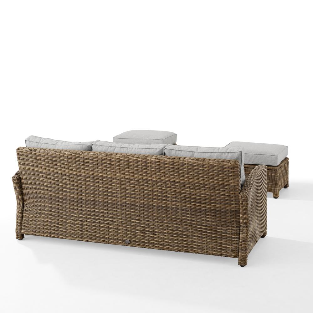 Bradenton 3Pc Wicker Outdoor Sofa Patio Furniture Set – Sofa & 2 Ottomans