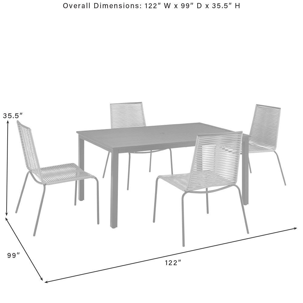 Fenton 5Pc Wicker Outdoor Dining Set – Table & 4 Chairs