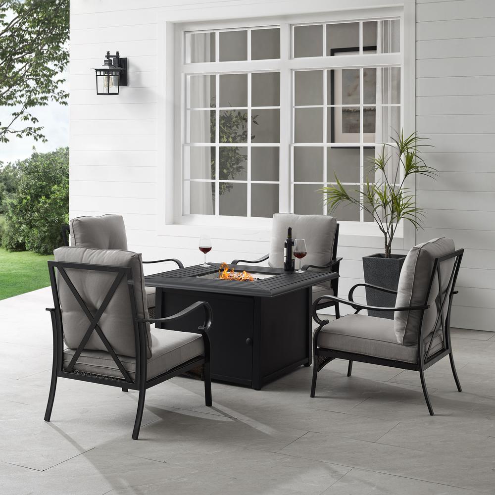 Dahlia 5Pc Outdoor Chair Set W/ Fire Table – Dante Fire Table & 4 Armchairs