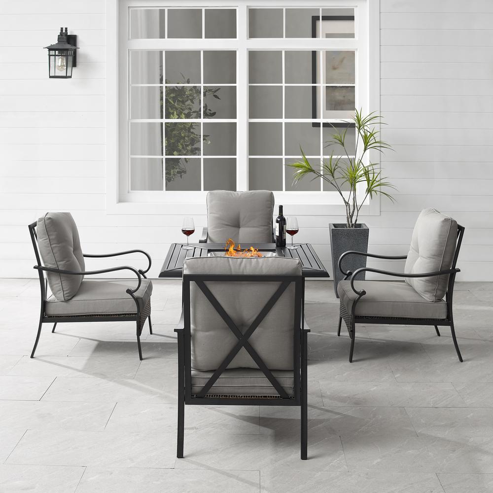 Dahlia 5Pc Outdoor Chair Set W/ Fire Table – Dante Fire Table & 4 Armchairs