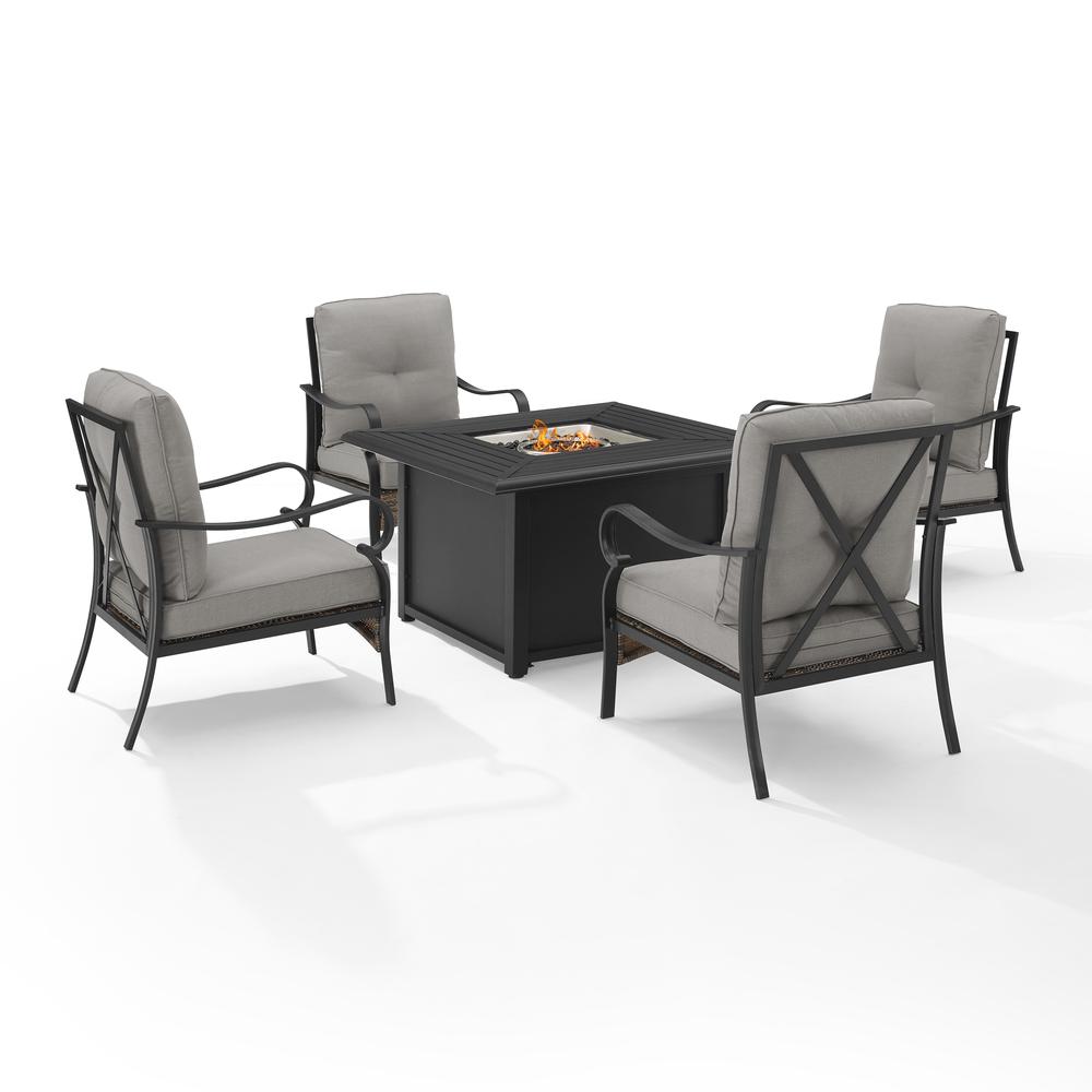 Dahlia 5Pc Outdoor Chair Set W/ Fire Table – Dante Fire Table & 4 Armchairs