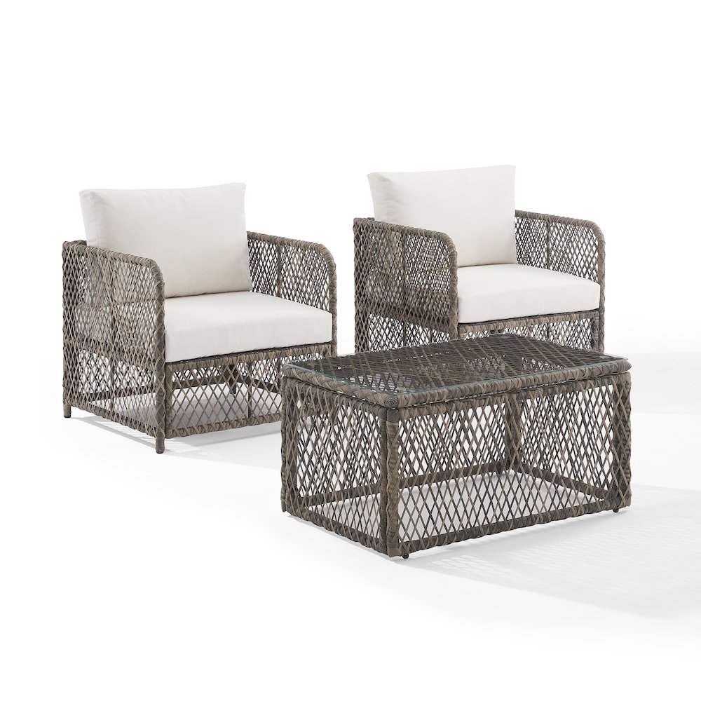 Granite Bay 3-Piece Wicker Outdoor Chair Set – Coffee Table & 2 Chairs
