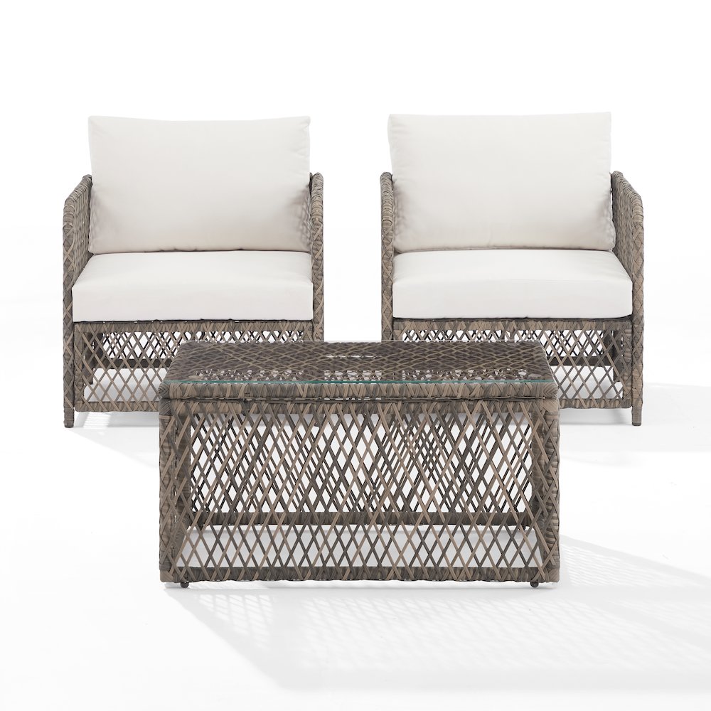 Granite Bay 3-Piece Wicker Outdoor Chair Set – Coffee Table & 2 Chairs