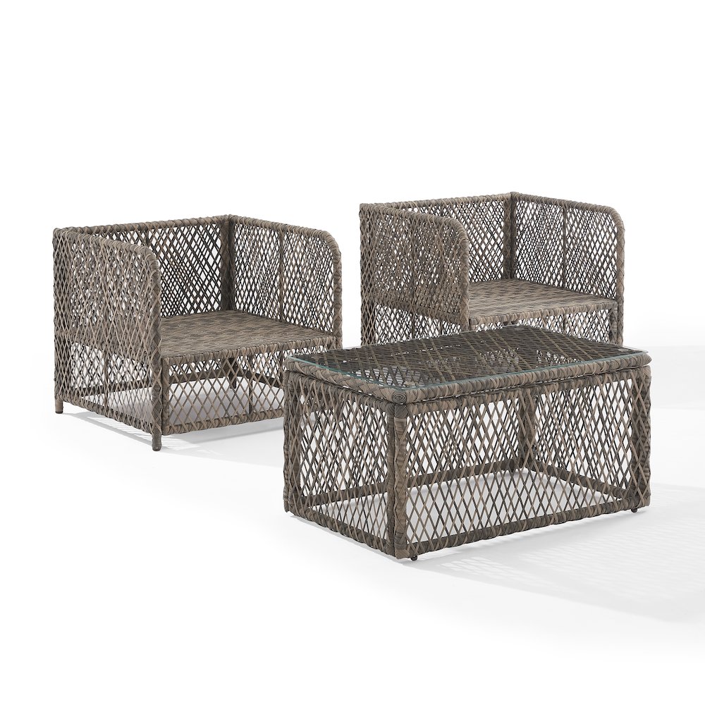 Granite Bay 3-Piece Wicker Outdoor Chair Set – Coffee Table & 2 Chairs