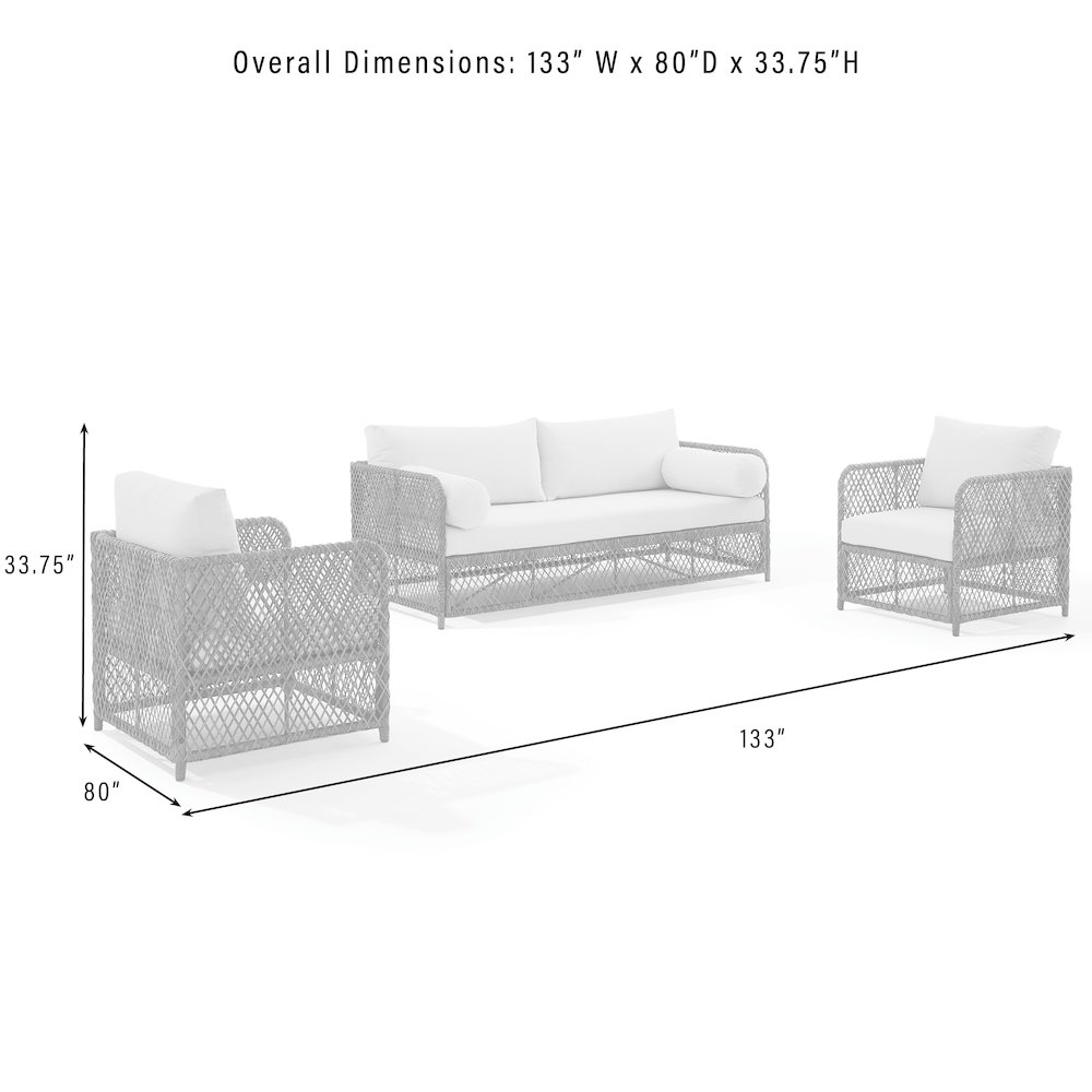 Granite Bay 3Pc Wicker Outdoor Sofa Patio Furniture Set – Sofa & 2 Chairs
