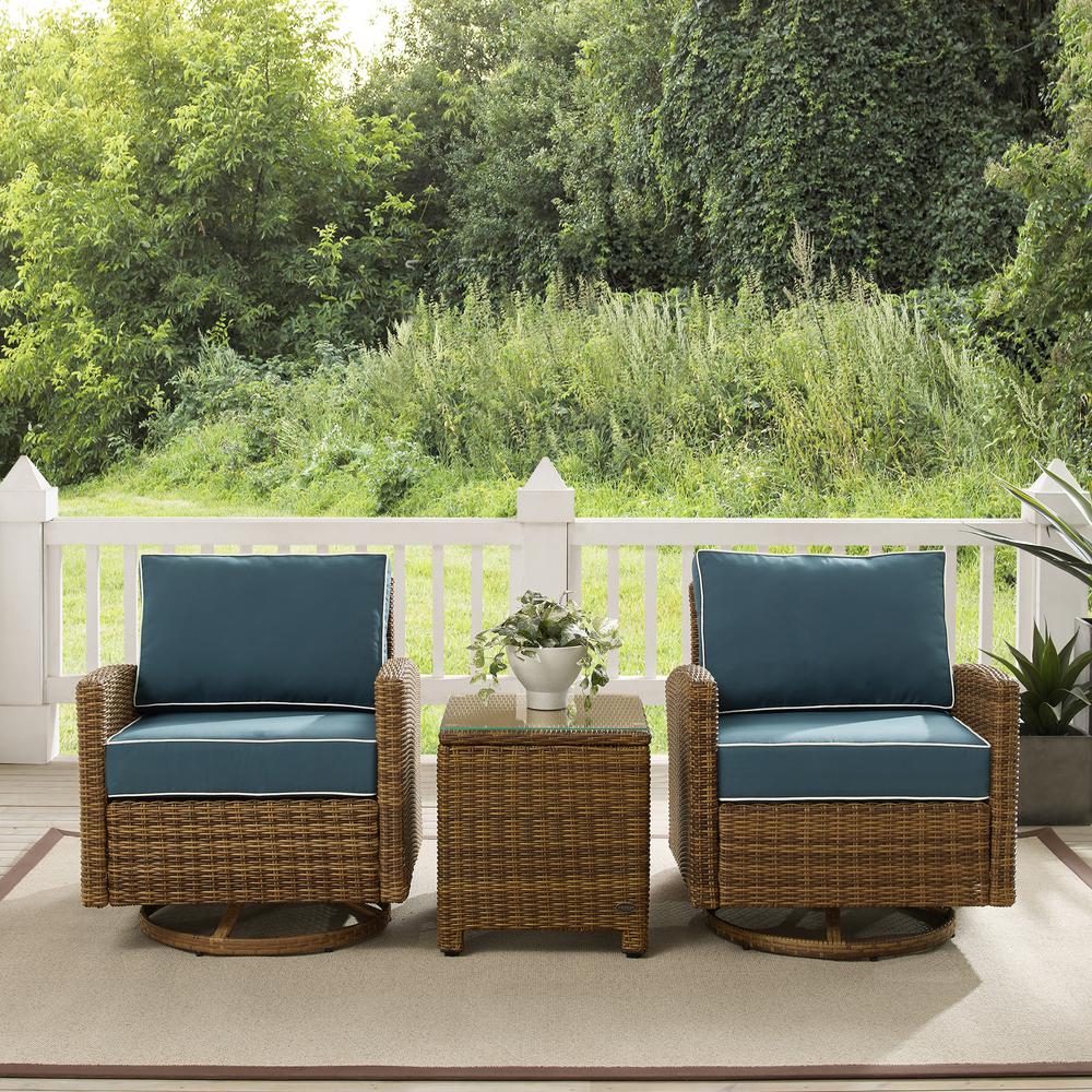 Bradenton 3Pc Wicker Swivel Rocker Outdoor Chair Set