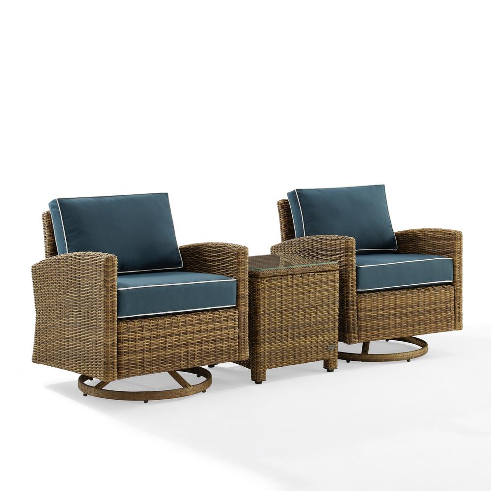 Bradenton 3Pc Wicker Swivel Rocker Outdoor Chair Set