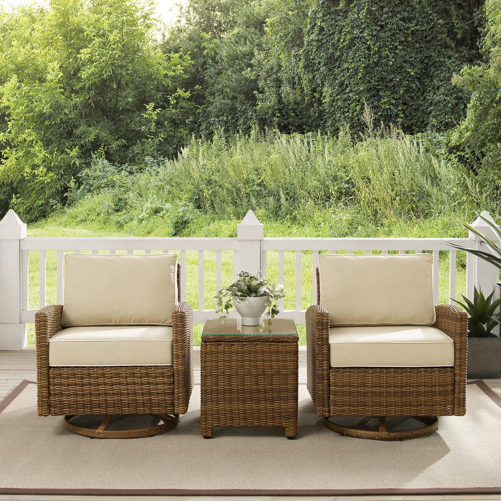 Bradenton 3Pc Wicker Swivel Rocker Outdoor Chair Set