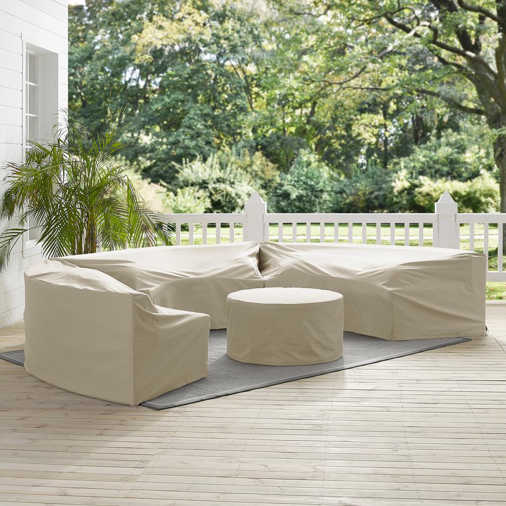 3 Round Sectional Sofas & Coffee Table