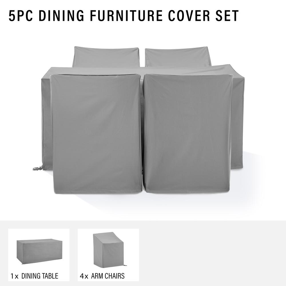5Pc Outdoor Dining Furniture Cover Set – 4 Dining Arm Chairs & 1 Dining Table