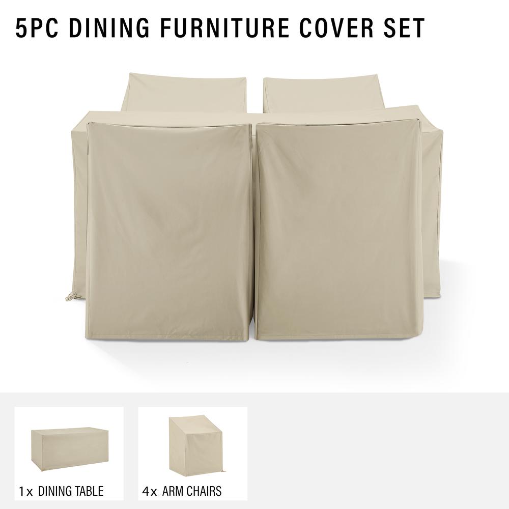 5Pc Outdoor Dining Furniture Cover Set – 4 Dining Arm Chairs & 1 Dining Table