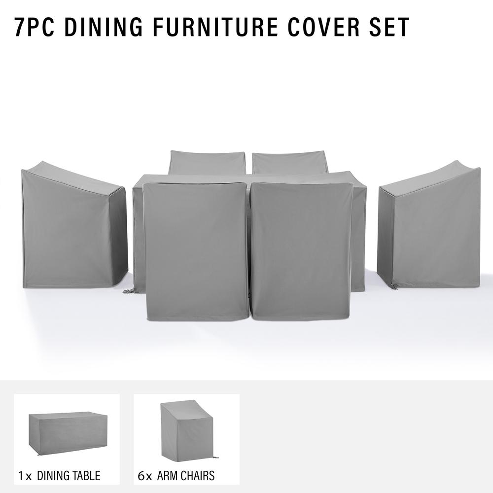 7Pc Outdoor Dining Furniture Cover Set – 6 Dining Arm Chairs & 1 Dining Table
