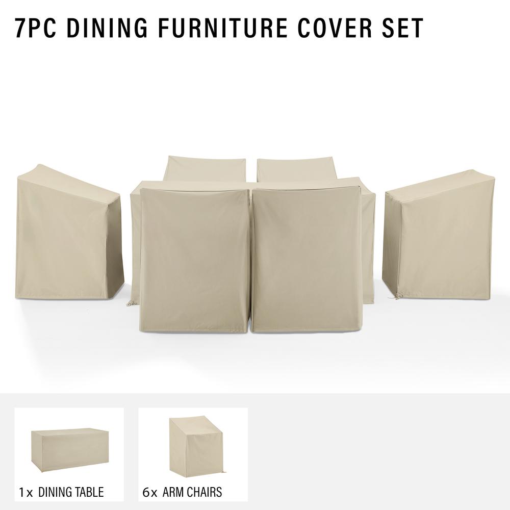 7Pc Outdoor Dining Furniture Cover Set – 6 Dining Arm Chairs & 1 Dining Table