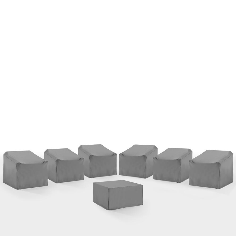 7Pc Outdoor Sectional Furniture Cover Set – 6 Chairs & 1 Square Table/Ottoman