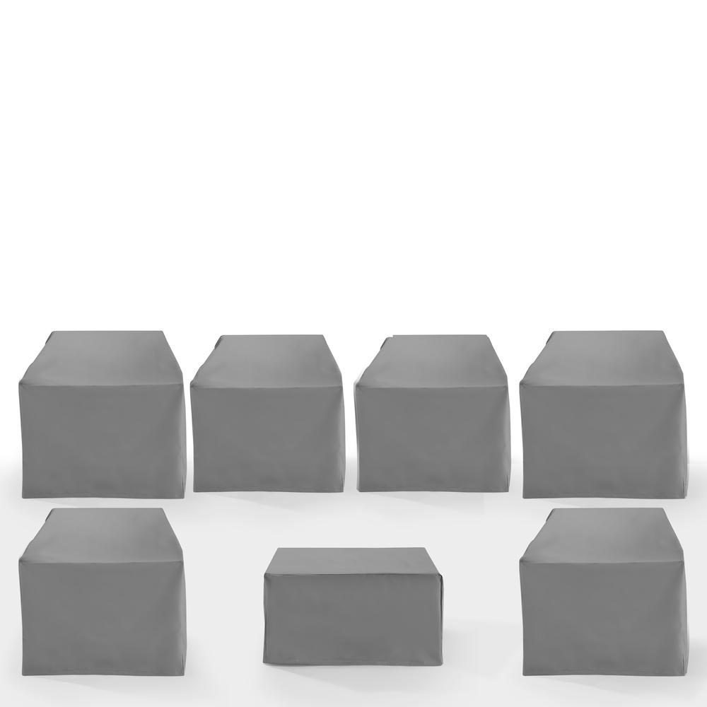 7Pc Outdoor Sectional Furniture Cover Set – 6 Chairs & 1 Square Table/Ottoman
