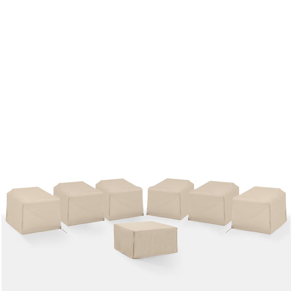 7Pc Outdoor Sectional Furniture Cover Set – 6 Chairs & 1 Square Table/Ottoman