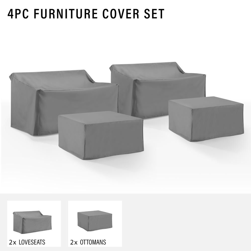 4Pc Outdoor Sectional Furniture Cover Set – 2 Loveseat & 2 Square Table/Ottoman