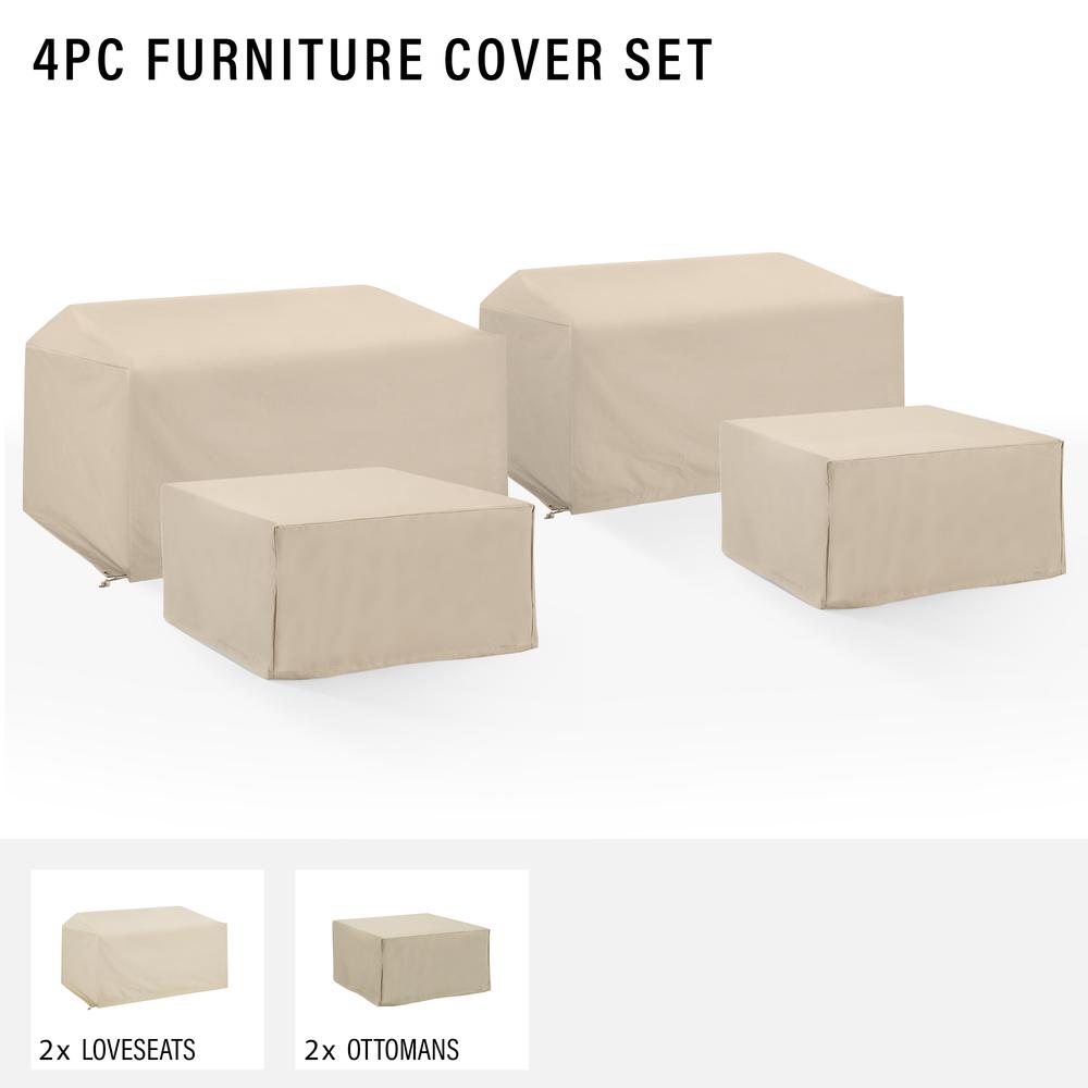 4Pc Outdoor Sectional Furniture Cover Set – 2 Loveseat & 2 Square Table/Ottoman