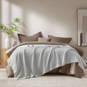 Waffle Weave Cotton Blanket from Madison Park in  Grey. Waffle Weave Cotton Blanket from Madison Park in  Grey. Waffle Weave Cotton Blanket from Madison Park in  Grey. Waffle Weave Cotton Blanket from Madison Park in  Grey. Waffle Weave Cotton Blanket from Madison Park in  Grey.