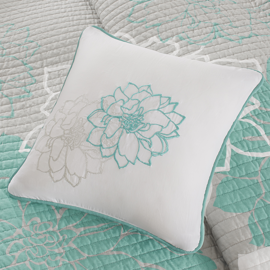 Lola 6 Piece Printed Cotton Quilt Set with Throw Pillows