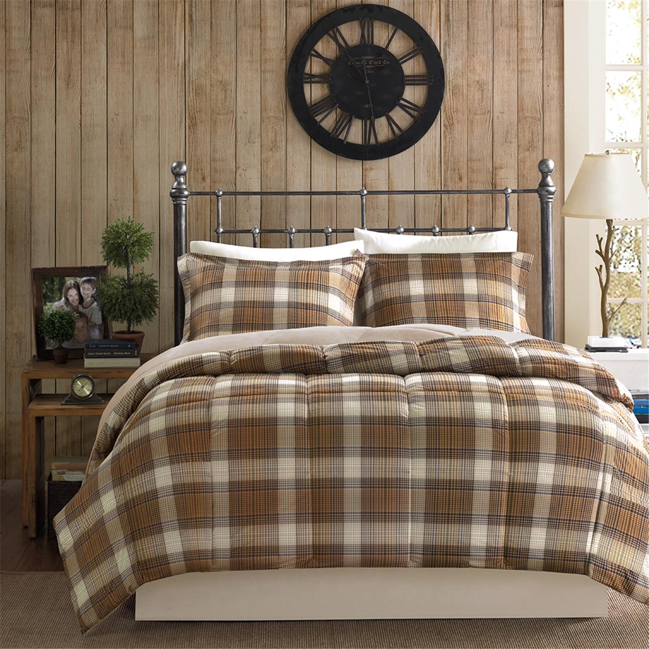 Lumberjack Classic Quilting Soft and Cozy Microfiber Solid Reverse Down Alternative Comforter Set