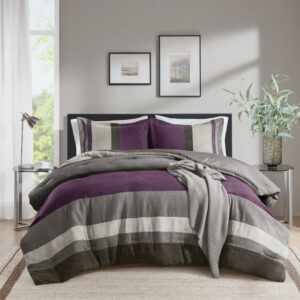 Highland Stripe Pieced Faux Suede Comforter Set from Comfort Spaces in  Purple. Highland Stripe Pieced Faux Suede Comforter Set from Comfort Spaces in  Purple. Highland Stripe Pieced Faux Suede Comforter Set from Comfort Spaces in  Purple. Highland Stripe Pieced Faux Suede Comforter Set from Comfort Spaces in  Purple. Highland Stripe Pieced Faux Suede Comforter Set from Comfort Spaces in  Purple.