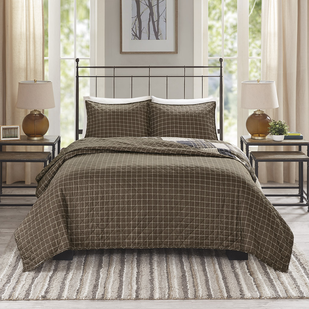 Timber 3 Piece Reversible Printed Quilt Set