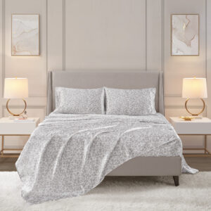 Printed Satin Sheet Set from Madison Park Essentials in  Gray Leopard. Printed Satin Sheet Set from Madison Park Essentials in  Gray Leopard. Printed Satin Sheet Set from Madison Park Essentials in  Gray Leopard. Printed Satin Sheet Set from Madison Park Essentials in  Gray Leopard. Printed Satin Sheet Set from Madison Park Essentials in  Gray Leopard.