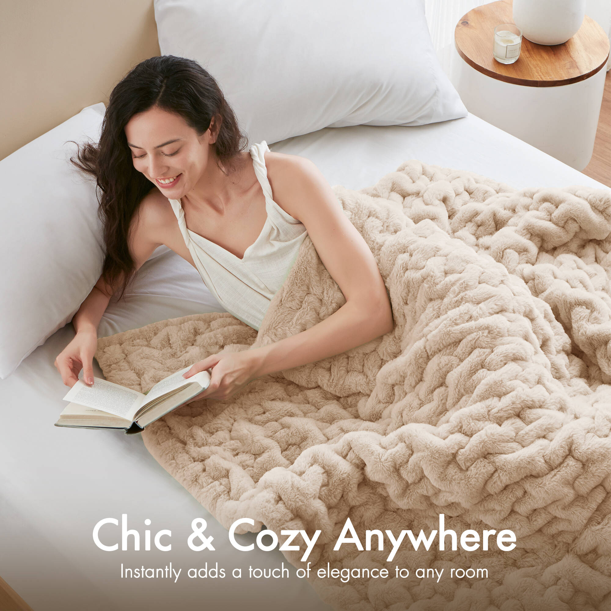 Ruched Fur Throw