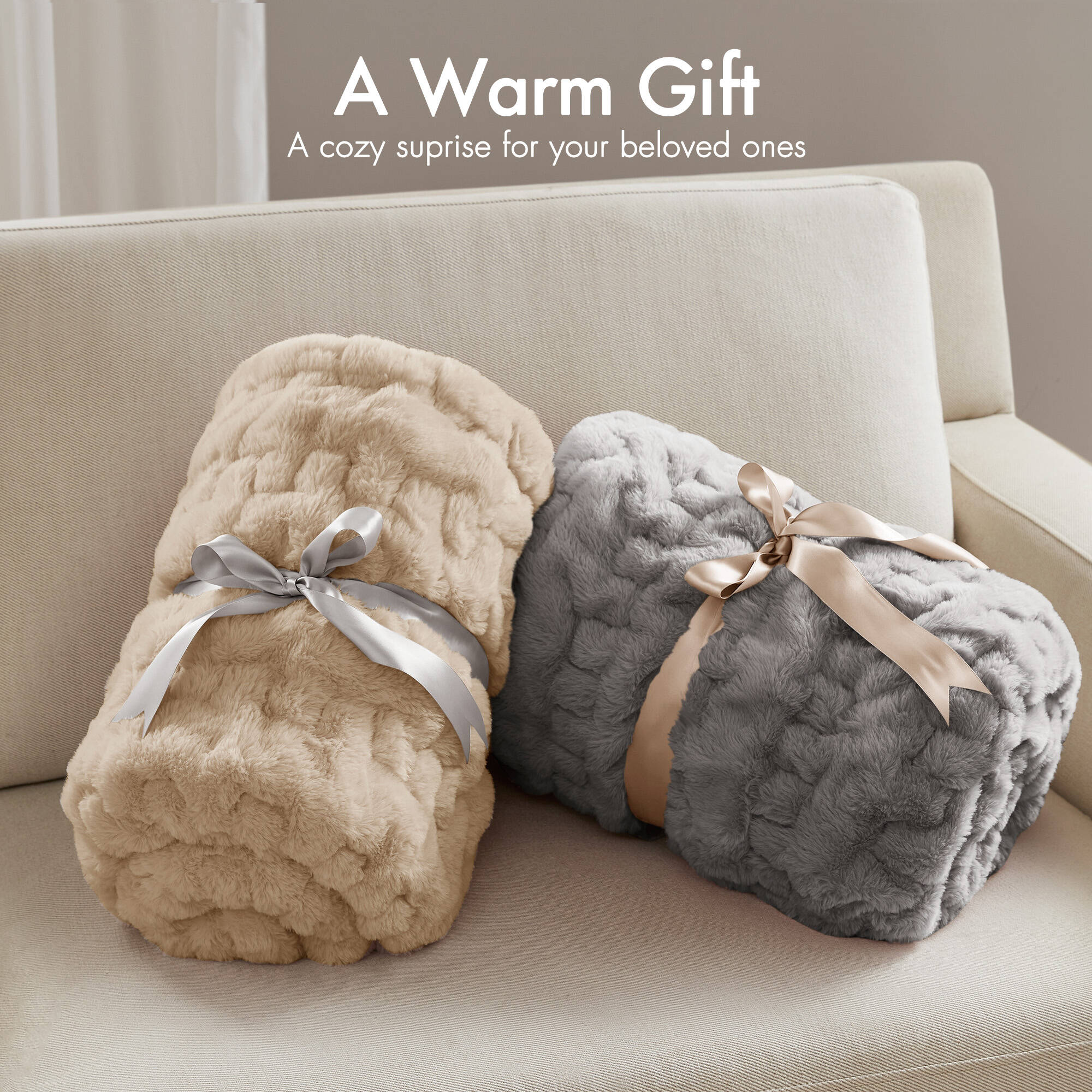 Ruched Fur Throw