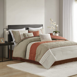 Jenson 7 Piece Color Block Stripe Comforter Set with Throw Pillows from Madison Park in  Spice. Jenson 7 Piece Color Block Stripe Comforter Set with Throw Pillows from Madison Park in  Spice. Jenson 7 Piece Color Block Stripe Comforter Set with Throw Pillows from Madison Park in  Spice. Jenson 7 Piece Color Block Stripe Comforter Set with Throw Pillows from Madison Park in  Spice. Jenson 7 Piece Color Block Stripe Comforter Set with Throw Pillows from Madison Park in  Spice.
